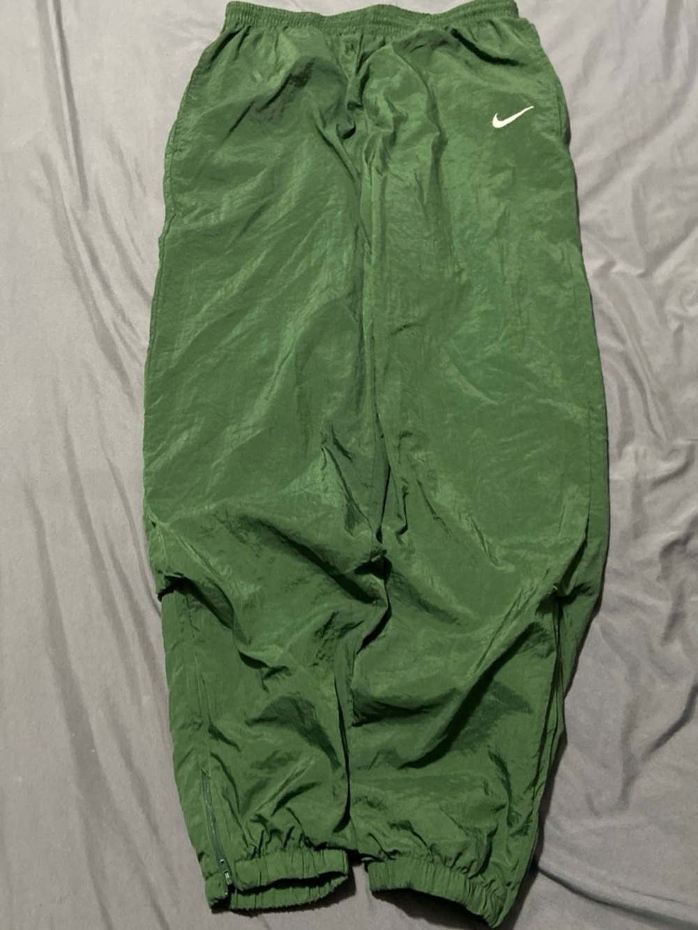 Nike Green Windbreaker Joggers with White Swoosh